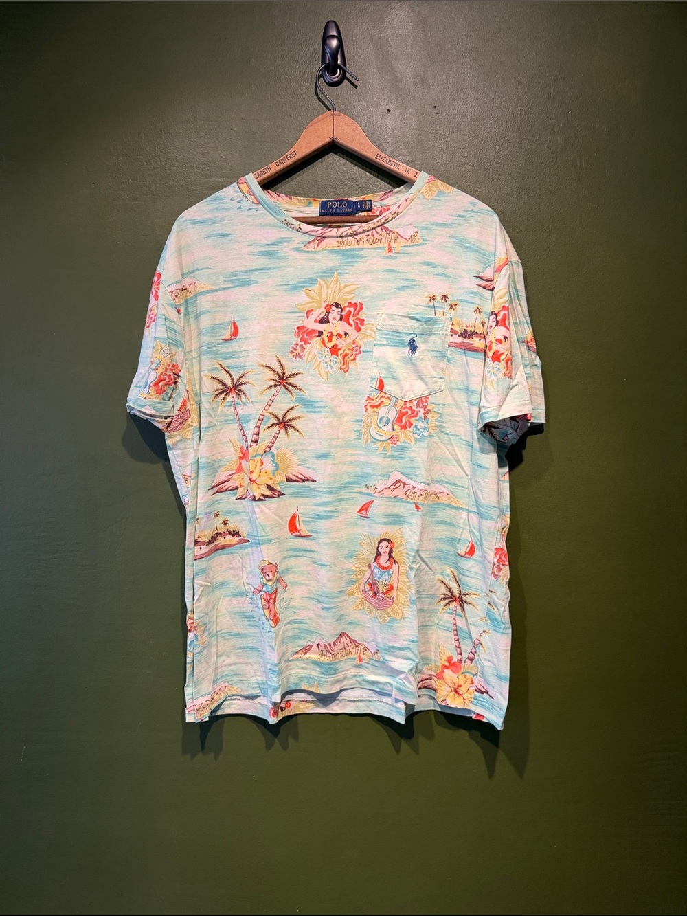 Polo by Ralph Lauren Light Blue Tropical Hawaiian Print Tee